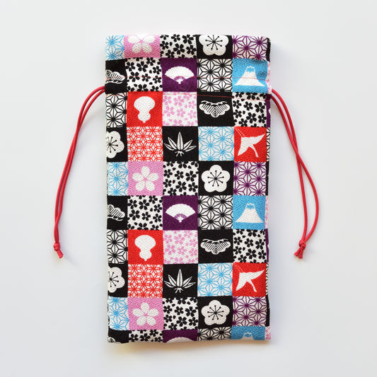 二越ちりめん巾着袋 祝市松