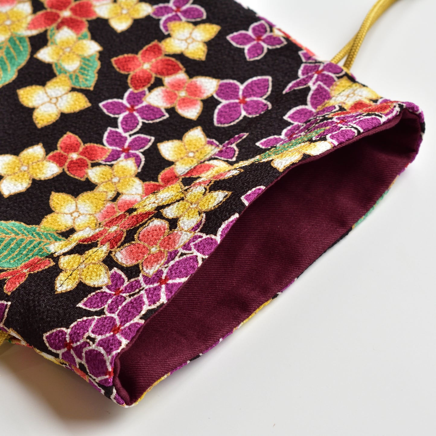 Sac à cordon Futago Chirimen Maika Noir