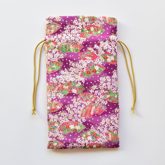 二越ちりめん巾着袋 花扇