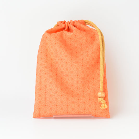 巾着袋 麻の葉 朱