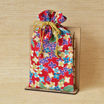 二越ちりめん巾着袋　舞花　朱
