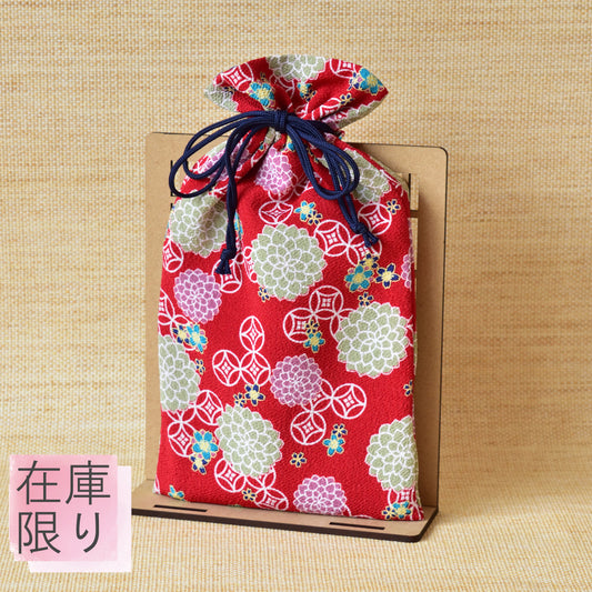 二越ちりめん巾着袋　七宝菊