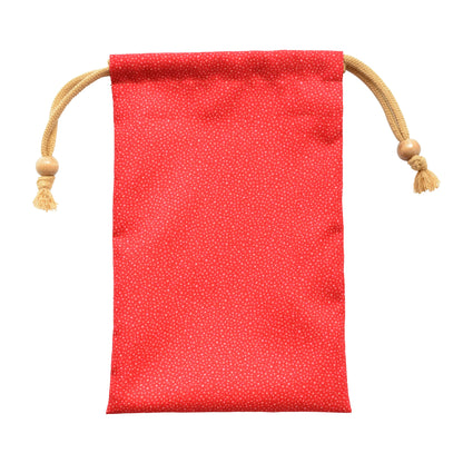 巾着袋　あられ小紋　赤